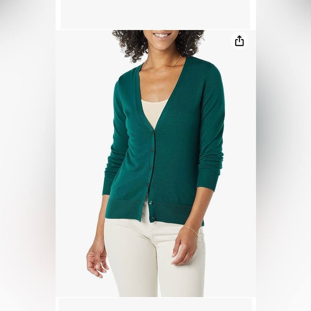 NWT Old navy sz XS emerald green cotton blend lightweight’s cardigan 3/4 sleeve
